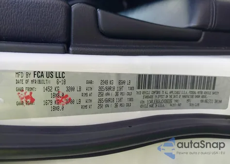 2018 Jeep Grand Cherokee Limited 4X2 z USA, uszkodzony, nr VIN 1C4RJEBG6JC438226